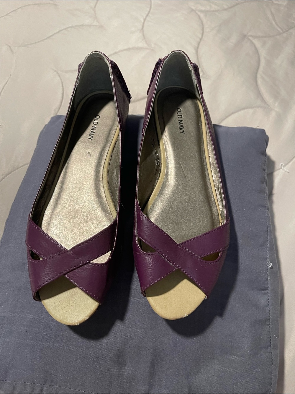 Old Navy Plum Peep-Toe Flats
